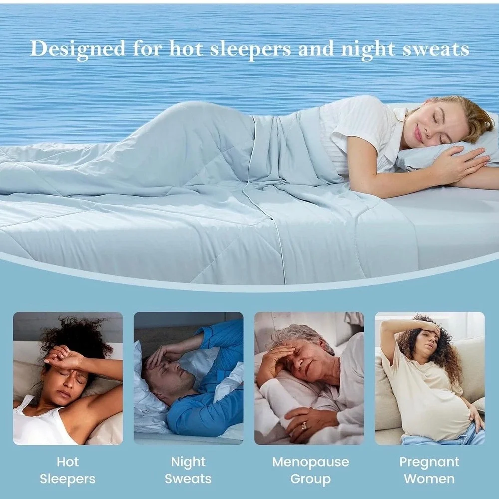 Cozy Bliss Cooling Comforter Twin Size Beige Lightweight Blanket Hot Sleepers